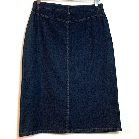 Halogen Stretchy A-Line Dark Denim Skirt - Picture 2 of 11
